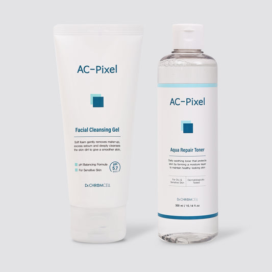 AC-PIXEL FACIAL CLEANSING GEL & AQUA REPAIR TONER